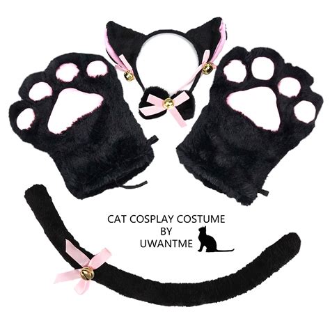 costume cat ears and tail|cat ears tail and gloves.